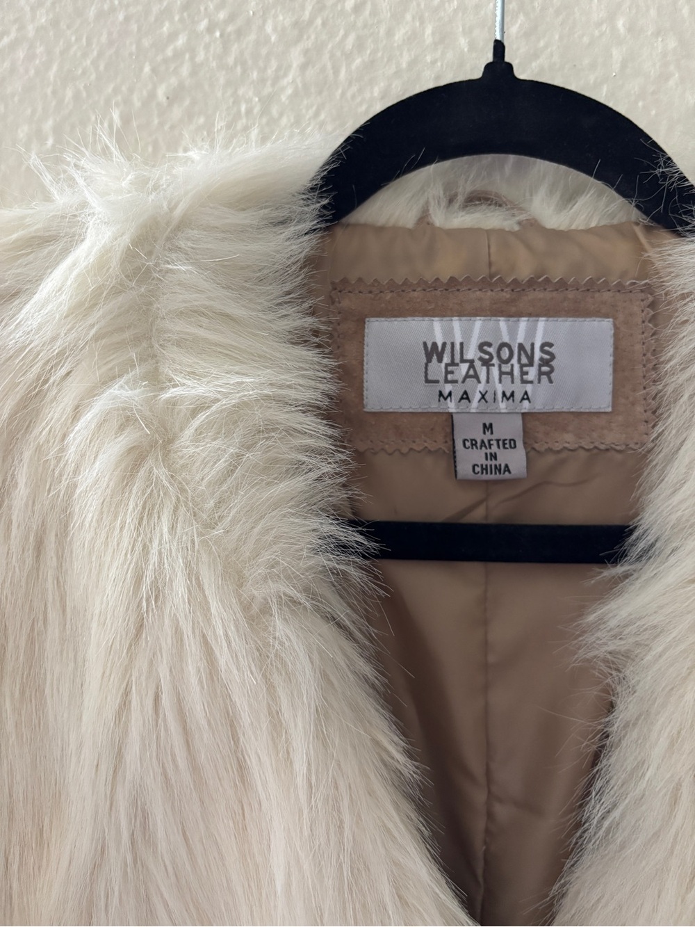 Wilsons Leather Taupe Suede Trench Coat with Cream Shearling Collar - Picture 4 of 7